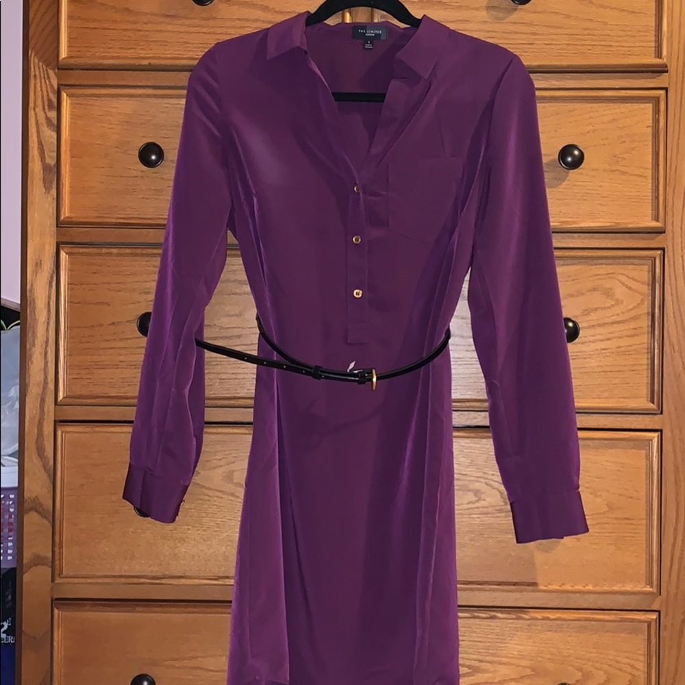 Professional & Adorable Purple Long-Sleeve Dress